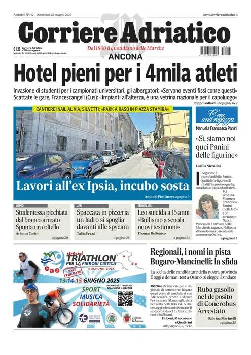 Prima-pagina-corriere adriatico-edizione-di-oggi-25-05-2025